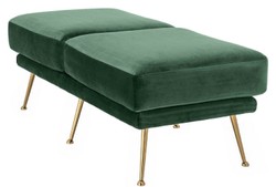 Casa Padrino panca in velluto di lusso verde scuro / ottone 125 x 58 x H. 45 cm - Panca Imbottita in Velluto - Mobili di Lusso