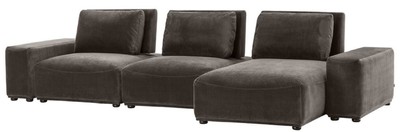 Casa Padrino Luxus Wohnlandschaft Grau / Schwarz 340 x 159 x H. 83 cm - Wohnzimmer Sofa mit 6 Kissen - Luxus Qualität