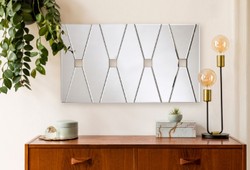 Casa Padrino espejo de pared de diseño con 4 mirillas de 80 x H. 45 cm - Espejo de Salón - Espejo Guardarropía - Espejo de Lujo
