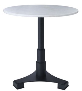 Casa Padrino Luxus Esstisch Weiß / Schwarz Ø 70 x H. 75 cm - Küchentisch mit runder Marmorplatte - Esszimmer Möbel