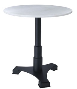 Casa Padrino mesa de comedor de lujo blanco / negro Ø 70 x H. 75 cm - Mesa de Cocina Redonda con Encimera de Mármol - Muebles de Comedor