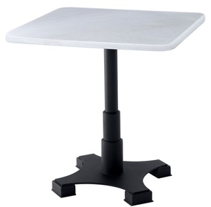 Casa Padrino mesa de comedor de lujo blanco / negro 75 x 75 x H. 75 cm - Mesa de Cocina con Encimera de Mármol Cuadrada - Muebles de Comedor