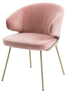 Casa Padrino luxury dining chair with armrests pink / brass 60 x 64 x H. 81 cm - Kitchen Chair with Fine Velvet - Dining Room Furniture