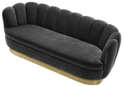 Casa Padrino sofá de terciopelo de lujo gris oscuro / latón 225 x 90 x H. 80 cm - Sofá de Salón - Calidad de Lujo