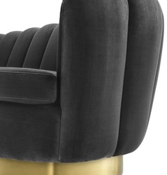 Casa Padrino sofá de terciopelo de lujo gris oscuro / latón 225 x 90 x H. 80 cm - Sofá de Salón - Calidad de Lujo