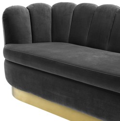 Casa Padrino sofá de terciopelo de lujo gris oscuro / latón 225 x 90 x H. 80 cm - Sofá de Salón - Calidad de Lujo