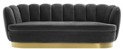 Casa Padrino sofá de terciopelo de lujo gris oscuro / latón 225 x 90 x H. 80 cm - Sofá de Salón - Calidad de Lujo