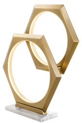 Casa Padrino Lampada da Tavolo a LED di Lusso Ottone Antico / Bianco 52 x 14 x H. 58 cm - Lampada da Tavolo Dimmerabile di Design con Base in Marmo - Collezione di Lusso