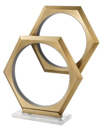 Casa Padrino Lampada da Tavolo a LED di Lusso Ottone Antico / Bianco 52 x 14 x H. 58 cm - Lampada da Tavolo Dimmerabile di Design con Base in Marmo - Collezione di Lusso