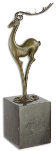 Casa Padrino sculpture en bronze de designer antilope bronze / noir 11,1 x 13,8 x H. 39 cm - Figurine en Bronze avec Base en Marbre - Accessoires Déco