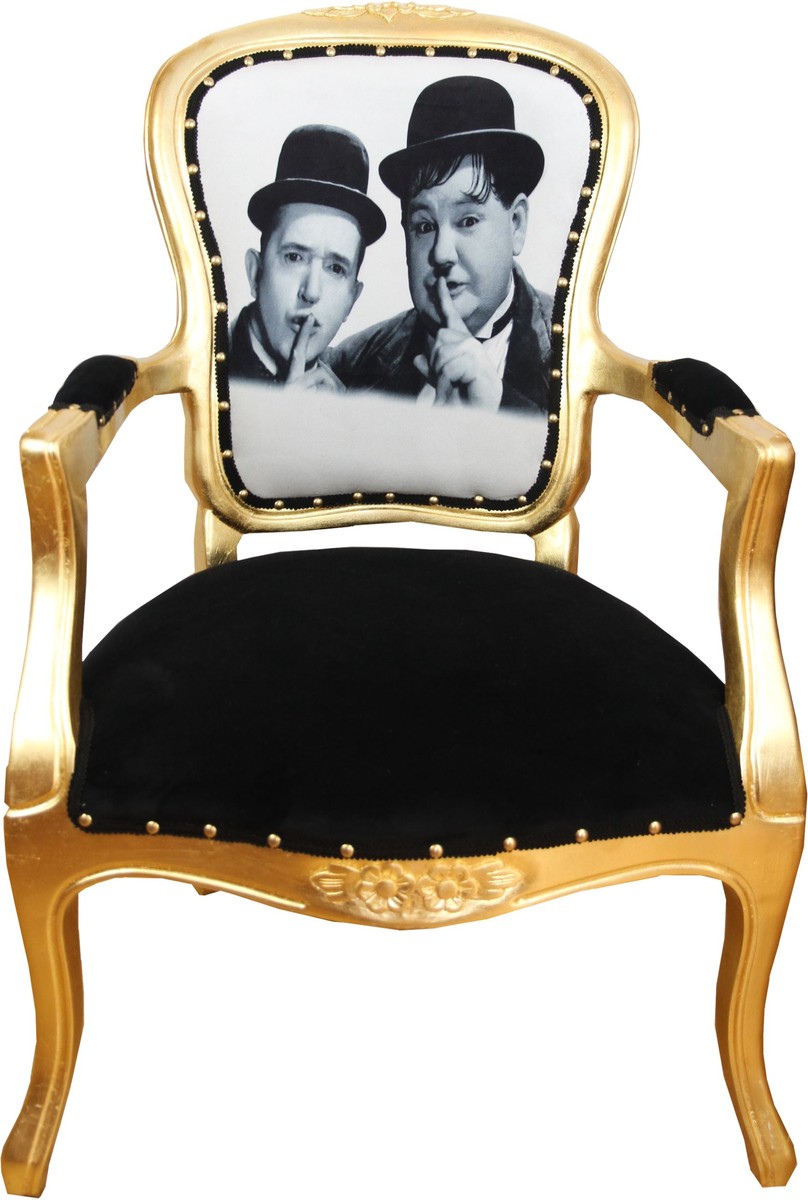 Casa Padrino Baroque Silla de salón barroca de lujo Laurel & Hardy / Gold Casa Padrino Baroque Silla de salón barroca de lujo Laurel & Hardy / Gold