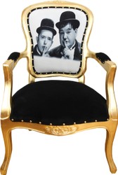 Casa Padrino Baroque Silla de salón barroca de lujo Laurel & Hardy / Gold Casa Padrino Baroque Silla de salón barroca de lujo Laurel & Hardy / Gold