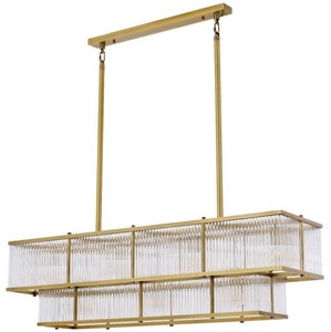 Casa Padrino Luxus Kronleuchter Antik Messingfarben 120 x 32,5 x H. 34 cm - Rechteckiger Kronleuchter - Luxus Qualität
