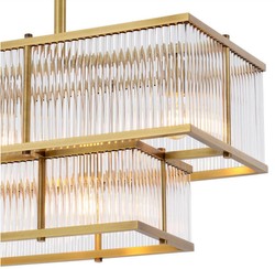 Casa Padrino Luxury Chandelier Antique Brass 120 x 32.5 x H. 34 cm - Rectangular Chandelier - Luxury Quality