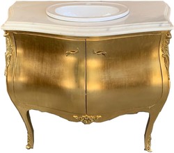 Casa Padrino commode de lavabo baroque de luxe doré avec dessus en marbre - mobilier de salle de bain de style baroque