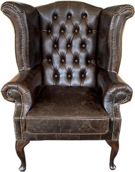 Casa Padrino Genuine Leather Armchair Vintage Brown - Luxury Living Room Wingback Furniture Casa Padrino Genuine Leather Armchair Vintage Brown - Luxury Living Room Wingback Furniture