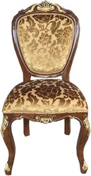 Fauteuil de salle à manger de luxe Casa Padrino, modèle doré / Look antique brun-or - Meubles d'hôtel de luxe - Fabriqué en Italie