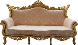 Casa Padrino Baroque 3s Sofa Cream Pattern / Gold - Salle de séjour canapé