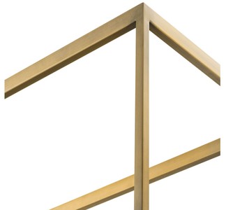 Casa Padrino Luxus Regalschrank Messing / Grau 95 x 40 x H. 225 cm - Edelstahl Schrank mit 5 Glasregalen - Büromöbel - Wohnzimmermöbel