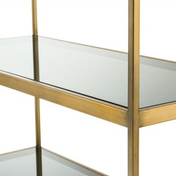 Casa Padrino gabinete de estantería de lujo latón / gris 95 x 40 x H. 225 cm - Gabinete de Acero Inoxidable con 5 Estantes de Vidrio - Muebles de Oficina - Muebles de Salón