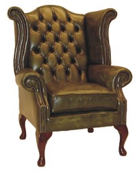 Casa Padrino Fauteuil en Cuir Véritable Vintage Vert - Fauteuil en Cuir de Luxe Living Room Wingback Furniture Casa Padrino Fauteuil en Cuir Véritable Vintage Vert - Fauteuil en Cuir de Luxe Living Room Wingback Furniture
