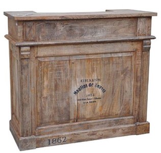 Casa Padrino tavolo da bar stile country con 2 cassetti naturale 120 x 50 x H. 109 cm - Mobile Bar - Bancone Bar - Mobili in Stile Country