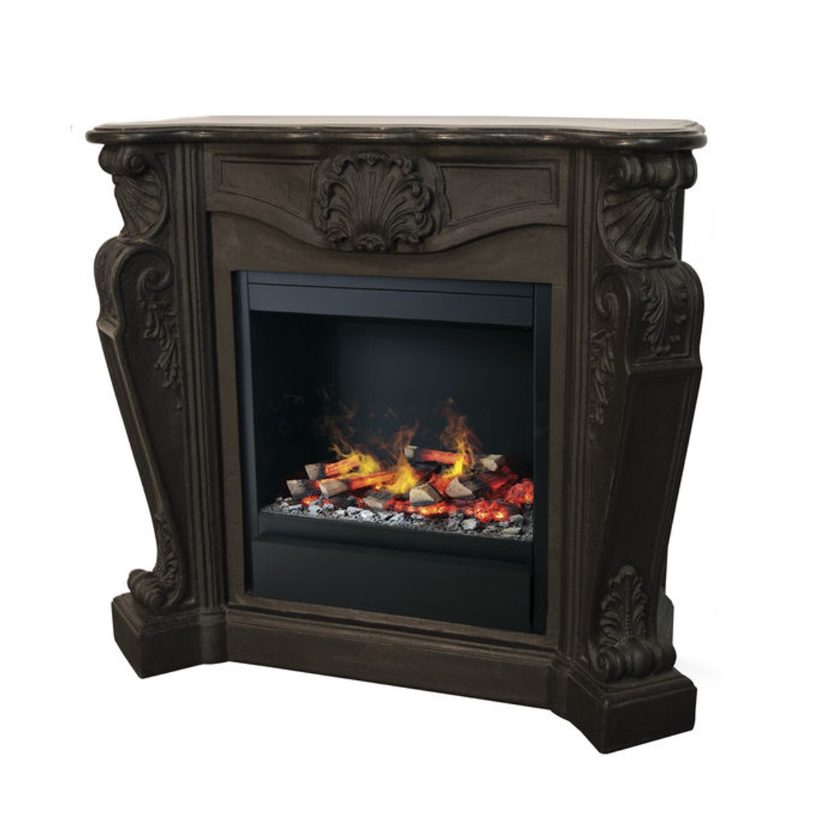 Casa Padrino luxury Art Nouveau fireplace black with LED steam fireplace insert 118 x 43 x H. 111 cm - Luxury electric fireplace with steam function Casa Padrino luxury Art Nouveau fireplace black with LED steam fireplace insert 118 x 43 x H. 111 cm - Luxury electric fireplace with steam function