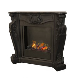 Casa Padrino luxe cheminée Art Nouveau noire avec insert de cheminée à vapeur 118 x 43 x H. 111 cm - Cheminée électrique de luxe avec fonction vapeur - Baroque Casa Padrino luxe cheminée Art Nouveau noire avec insert de cheminée à vapeur 118 x 43 x H. 111 cm - Cheminée électrique de luxe avec fonction vapeur - Baroque