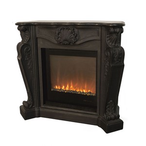 Casa Padrino luxury Art Nouveau fireplace with LED fireplace insert Black 118 x 43 x H. 111 cm - Luxury Baroque electric fireplace Casa Padrino luxury Art Nouveau fireplace with LED fireplace insert Black 118 x 43 x H. 111 cm - Luxury Baroque electric fireplace