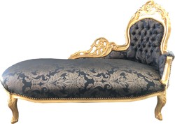 Chaise longue baroque Casa Padrino, motif bleu royal / or - Recamiere Baroque Furniture Chaise longue baroque Casa Padrino, motif bleu royal / or - Recamiere Baroque Furniture