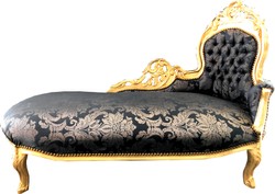 Casa Padrino Chaise Longue Patrón negro / dorado - Recamiere Baroque Furniture
