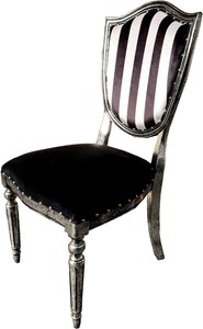 Casa Padrino Luxus Art Deco Stuhl Schwarz Weiß Streifen Silber Antik Stil Patina Barock Luxury Baroque Chair Stripes Black White Antique Style Silver Painted Furniture Interior Möbel gestreift Casa Padrino Luxus Art Deco Stuhl Schwarz Weiß Streifen Silber Antik Stil Patina Barock Luxury Baroque Chair Stripes Black White Antique Style Silver Painted Furniture Interior Möbel gestreift