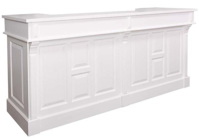 Casa Padrino bancone bar in stile country bianco 240 x 65 x H. 107 cm - Bancone Bar in Legno Massello con 2 Cassetti - Mobili in Stile Country