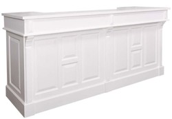 Casa Padrino barra de bar de estilo country blanco 240 x 65 x H.107 cm - Barra de Bar de Madera Maciza con 2 Cajones - Muebles de Estilo Country 