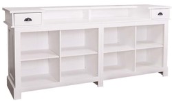 Casa Padrino barra de bar de estilo country blanco 240 x 65 x H.107 cm - Barra de Bar de Madera Maciza con 2 Cajones - Muebles de Estilo Country 