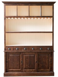 Casa Padrino Country Style Bar Cabinet Brown / White 150 x 35 x H. 210 cm - Solid Wood Cabinet - Country Style Bar Furniture