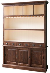 Casa Padrino Country Style Bar Cabinet Brown / White 150 x 35 x H. 210 cm - Solid Wood Cabinet - Country Style Bar Furniture