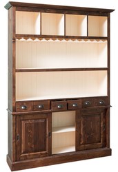 Casa Padrino Country Style Bar Cabinet Brown / White 150 x 35 x H. 210 cm - Solid Wood Cabinet - Country Style Bar Furniture