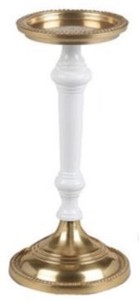 Casa Padrino Porte-Bougie Art Nouveau Laiton Antique / Blanc H. 30 cm - Chandelier Rond en Aluminium - Accessoires de Décoration Baroque & Art Nouveau