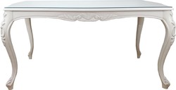 Casa Padrino Baroque Luxury Dining Table White 200 x 100 x H. 78 cm - Dining Room Table with Glass Plate - Hotel & Restaurant Furniture - Made in Italy