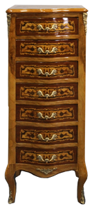 Cajonera barroca Casa Padrino con 7 cajones Ojo de pájaro con incrustaciones de arce - Muebles barrocos