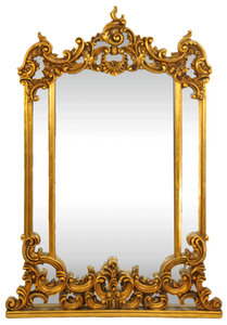 Casa Padrino Specchio da Parete Barocco Oro 90 x H. 125 cm - Specchio Fatto a Mano con Decorazioni Ornamentali - Mobili in Stile Barocco Casa Padrino Specchio da Parete Barocco Oro 90 x H. 125 cm - Specchio Fatto a Mano con Decorazioni Ornamentali - Mobili in Stile Barocco