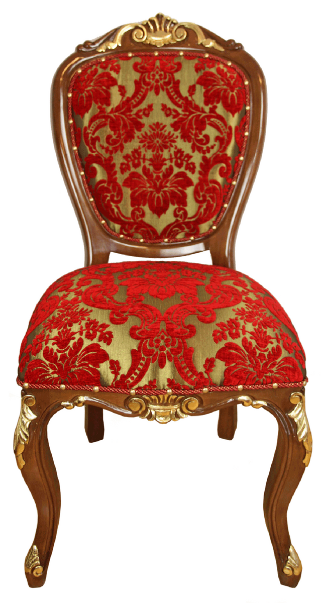 Casa Padrino silla de comedor barroco de lujo rojo / oro / marrón aspecto antiguo 54 x 57 x H. 107 cm - Muebles de Hotel de Lujo - Hecho en Italia Casa Padrino silla de comedor barroco de lujo rojo / oro / marrón aspecto antiguo 54 x 57 x H. 107 cm - Muebles de Hotel de Lujo - Hecho en Italia