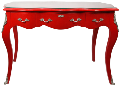 Casa Padrino Barocco Scrivania Segretaria / Console Rosso con piano in vetro 120 x 60 x H80 cm - Mobili barocchi