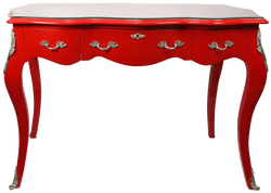 Casa Padrino Barock Sekretär Rot mit Glasplatte Luxury Baroque Secretary Red Glass Plate