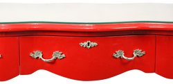 Casa Padrino Barock Sekretär Rot mit Glasplatte Luxury Baroque Secretary Red Glass Plate