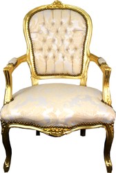 Fauteuil de salon baroque Casa Padrino modèle crème / or - Meubles au look antique