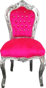 Casa Padrino Baroque Chaise de salle à manger rose / argent avec strass Bling Bling - Chaises baroques de meubles