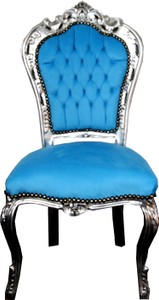 Casa Padrino Baroque Chaise Turquoise / Argent - Ameublement Baroque Chaises Intérieur