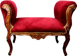 Casa Padrino Baroque stool Stool Bordeaux / Brown - bench furniture Casa Padrino Baroque stool Stool Bordeaux / Brown - bench furniture
